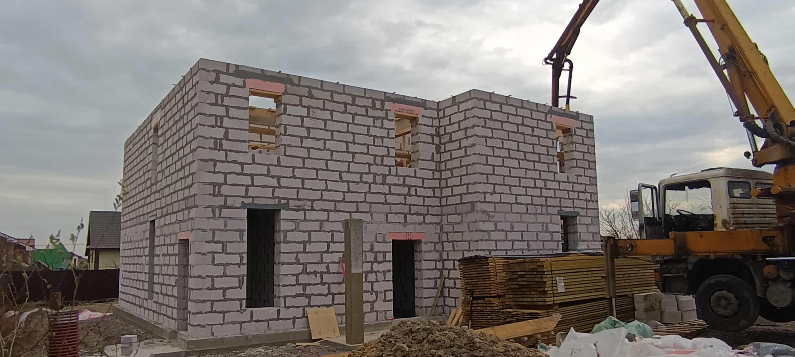 Строительство дома из газобетона, в деревне «Кальтино», ЛО
